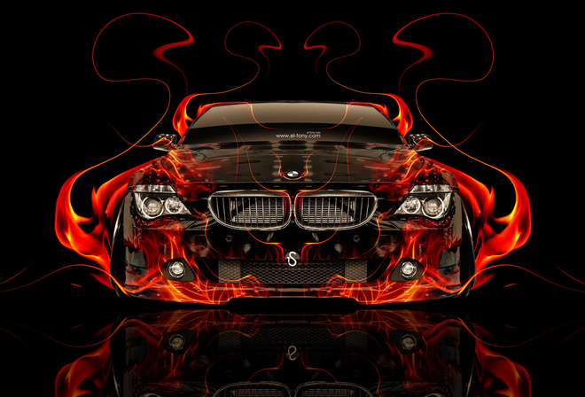 Tony Kokhan, BMW, M6, Front, Fire, Car, Abstract, Tuning, Orange, el Tony Cars, Photoshop, Wallpapers,  , , , ,  , 6,  , , , , , , , , , , 2014