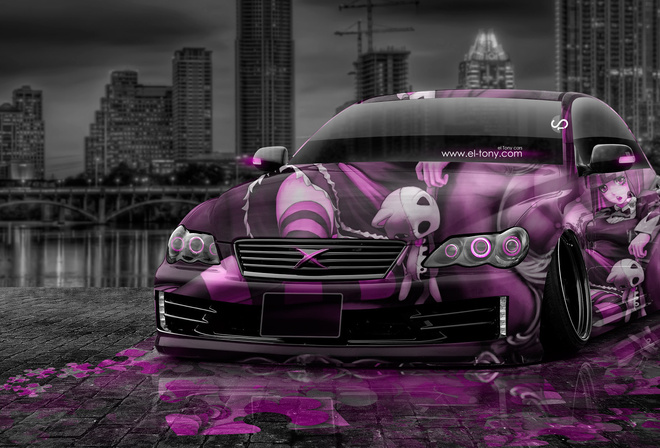 Tony Kokhan, Toyota, Mark, X, JDM, Tuning, Anime, Aerography, Girl, City, Pink, Colors, Style, el Tony Cars, Photoshop, HD Wallpapers,  , , , , , , , , , , , , , , , 