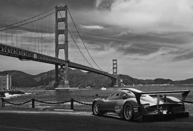 pagani, zonda r, sea, Golden Gate Bridge, San Francisco, , , ,   , ,  , - 