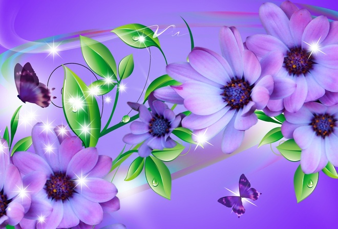 purple, flower, branch, cute