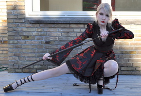 Maria Amanda Schaub, Model, Blonde, Girl, Beauty, Dress, Sword