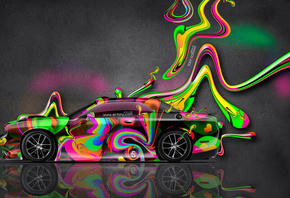 Tony Kokhan, Dodge, Challenger, Super, Plastic, Car, Aerography, Multicolors, Art, el Tony Cars, Photoshop, Neon, Muscle,  , , , , , , , , ,  , , , , , , 