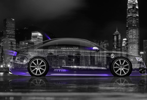 Tony Kokhan, Audi, S8, Crystal, City, Car, Violet, Neon, MTM, Tuning, Night ...