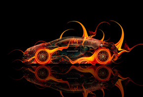 Tony Kokhan, Bugatti, Veyron, Fire, Car, Side, Abstract, Orange, el Tony Ca ...