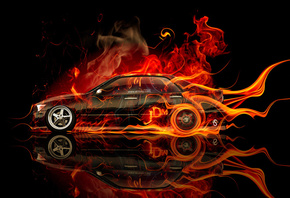 Tony Kokhan, Toyota, Altezza, JDM, Fire, Car, Orange, Black, Flame, Abstrac ...