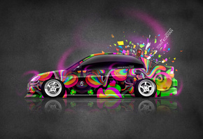 Tony Kokhan, Honda, Civic, JDM, Multicolors, Car, Style, Domo Kun, Neon, Ae ...