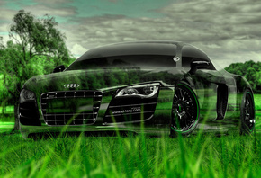 Tony Kokhan, Audi, R8, Crystal, Nature, Green, Grass, Car, el Tony Cars, Photoshop, HD Wallpapers, Design, Art,  , , , , 8, , , , , , , , , , 2014