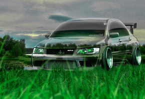 Tony Kokhan, Mitsubishi, Lancer, Evolution, Crystal, Nature, Green, Grass, JDM, Tuning, el Tony Cars, Photoshop, HD Wallpapers, Art, Design,  , , , , , , , , , , , 2014, , 