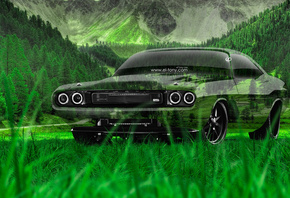 Tony Kokhan, Dodge, Challenger, RS, 1970, Crystal, Nature, Car, Green, Grass, HD Wallpapers, el Tony Cars, Photoshop, Art, Design, Muscle,  , , , , , , , , , , , , 