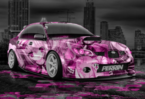 Tony Kokhan, Subaru, Impreza, WRX, STI, JDM, Anime, Girl, Aerography, City, ...