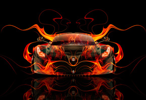 Tony Kokhan, Ferrari, Laferrari, Fire, Car, Orange, Black, Abstract, Hybrid ...