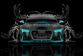 Tony Kokhan, Audi, RS7, Front, Water, Car, Azure, Neon, Black, el Tony Cars ...