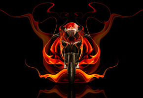 Tony Kokhan, Moto, Ducati, 1199, Front, Fire, Bike, Abstract, Orange, Flame ...