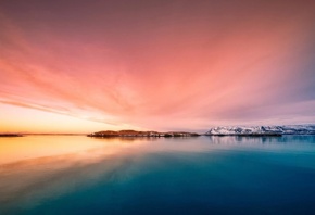 iceland, sunset, mountain, ocean, sky, purple