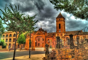 building, baroco, tree, clock, house