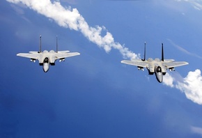 f-15, fighter, fly, sky, wings, gun