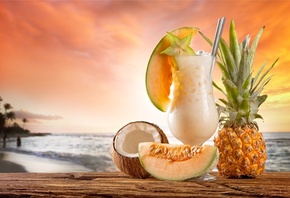 tropical, drink, fresh, fruit, cocktail, summer, beach, sea, paradise,  ...