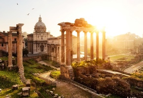 rome, , , italy,  , , , Templum Saturni, Arco di Settimio Severo, 