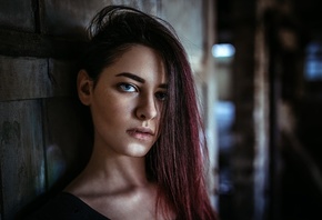 women, blue eyes, face, portrait, depth of field