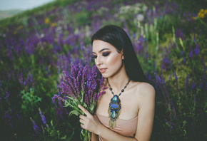 women, portrait, face, women outdoors, depth of field, necklace