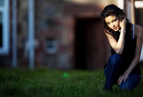 girl sitting outside, in grass-all, kinds of beautiful girl photo