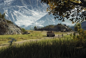 World of Tanks, grass, mountains