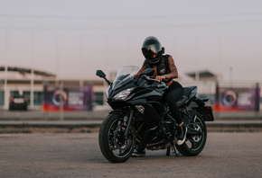 kawasaki, ninja, brunette, motorcycle, road, tattoo, model, jeans