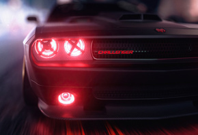 Dodge, Challenger, Angel, Headlights