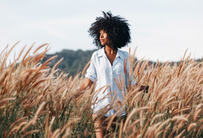 Sunset, Field, Young Woman