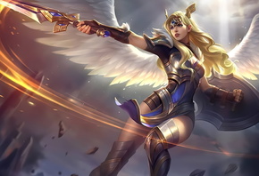 Freya, wings, fantasy, luminos, girl, angel, game, mobile legends, frumusete