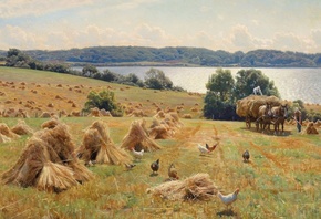 Peder Mork Monsted, Danish, Harvest near Tulstrup