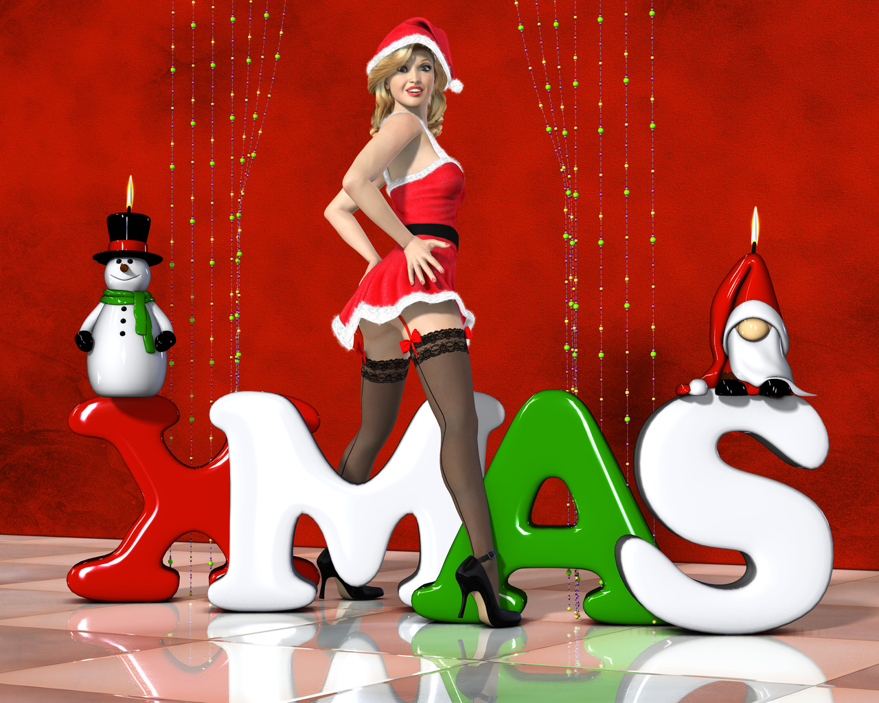 Картинки merry christmas, to everybody, 3d, снегурочка, снеговик, свечки - ...