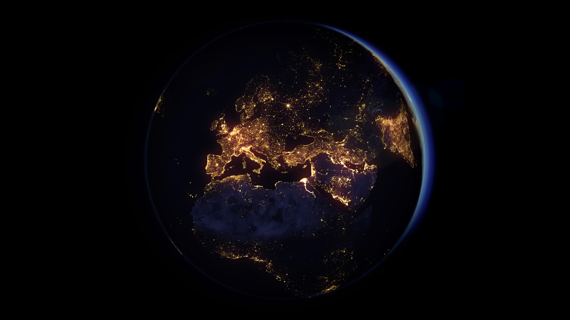 земля из космоса ночью картинки на обои восточном полушарии