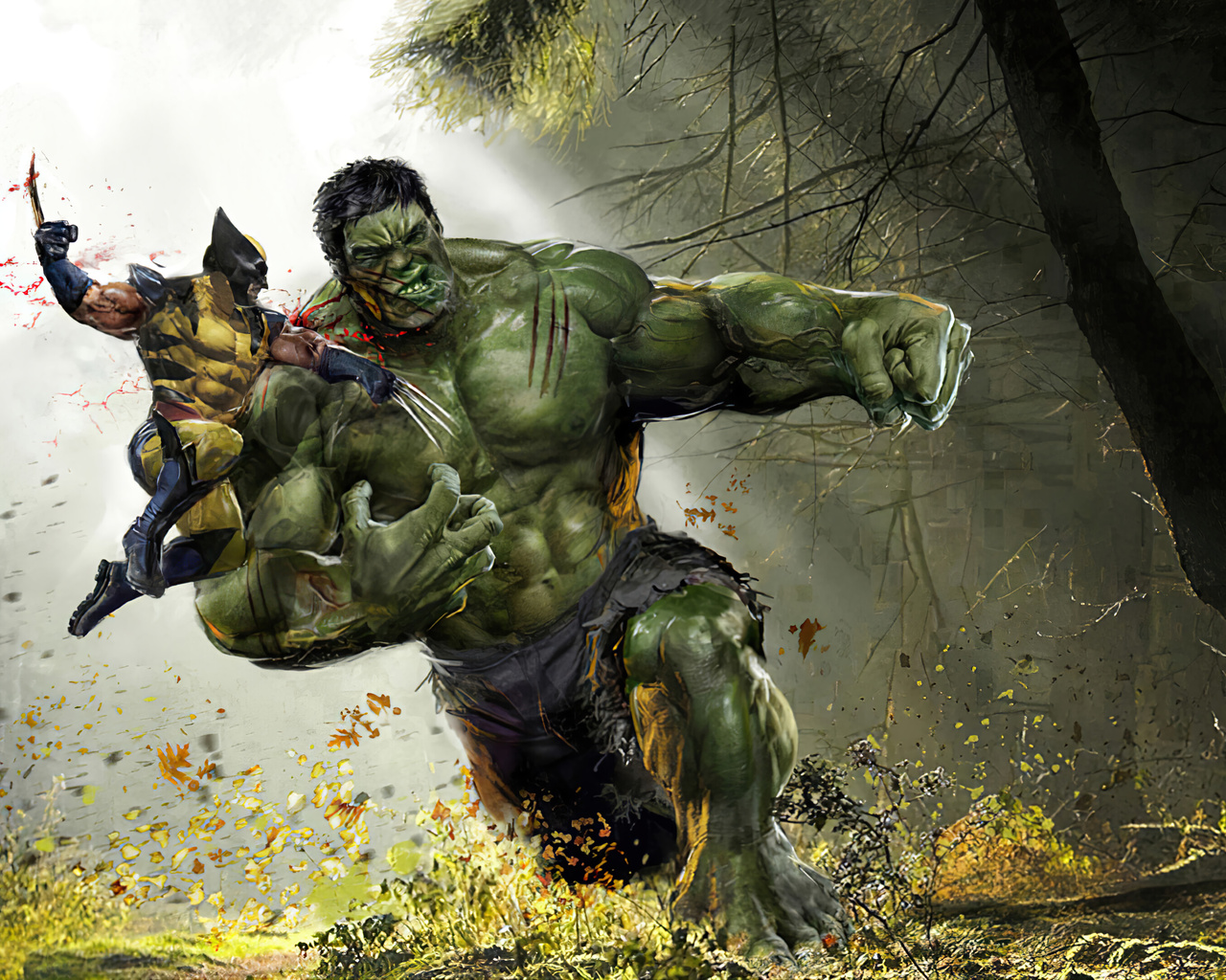 Картинки hulk vs. wolverine, marvel, logan and benner - обои 1280x1024, кар...