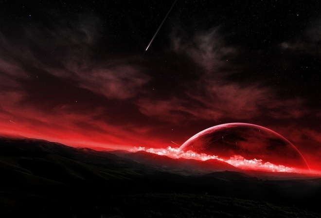 красная планета, комета, багровый горизонт