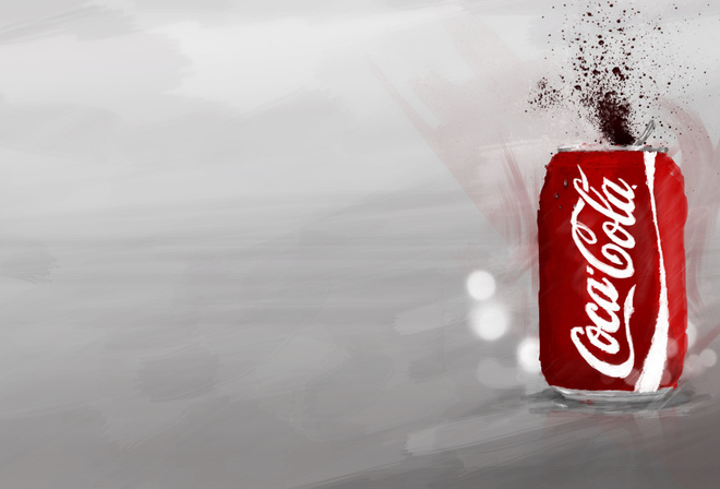 coca-cola, баночная, брызни, рисунок, стиль, бренд, кока-кола