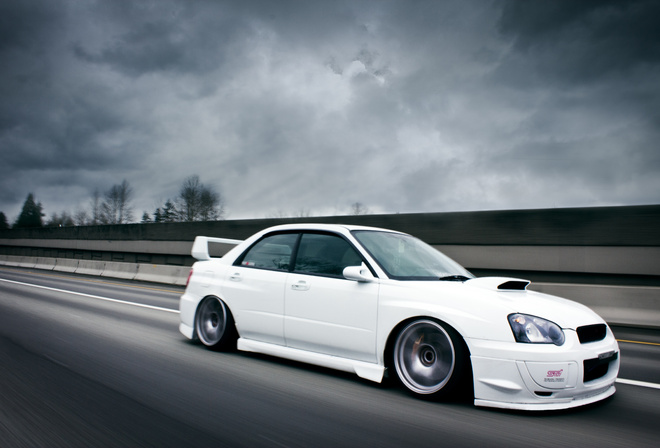 , sti, road, Subaru, white, , impreza