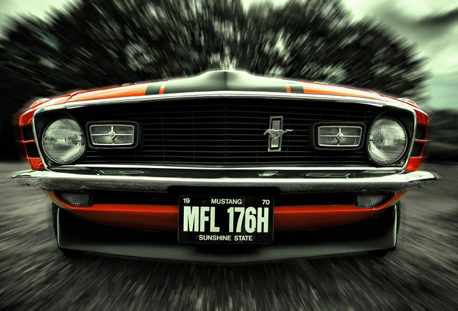front, mustang, ford, 1970