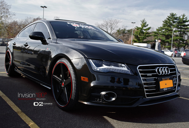 with deep concave cv2 wheels by d2forged, audi a7, black