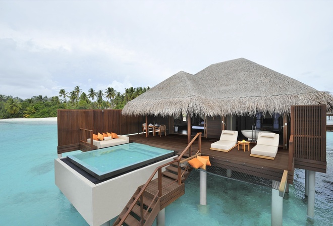 океан, отель, диван, бассейн, Ayada maldives