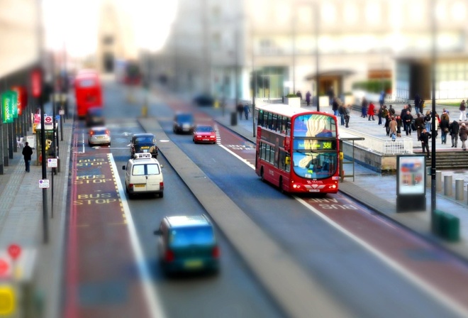 , , tilt shift, , , double-decker, 