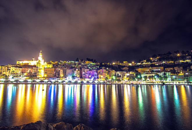 night, france, mentone