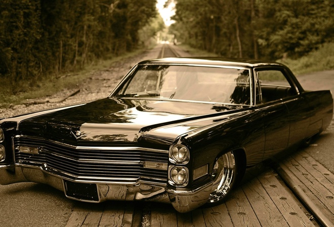 retro car, de ville, cadillac, low rider