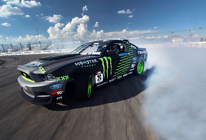competition, drift, sportcar, mustang, clouds, Ford, gt, smoke, tuning