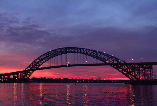 river, new jersey, sunset,  -, Usa, , twilight, bayonne bridge