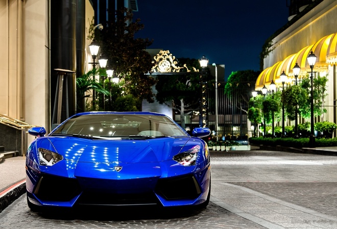 Lamborghini, aventador, blue