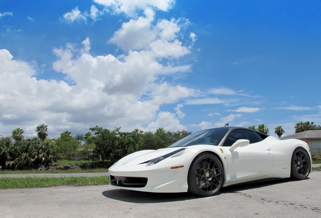 , , 458 italia, miami, white, , sky, , clouds, Ferrari