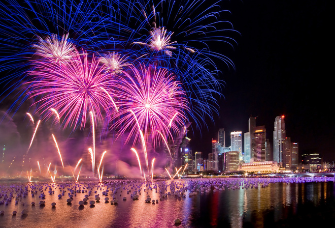 Fireworks, new year, singapore, , , 