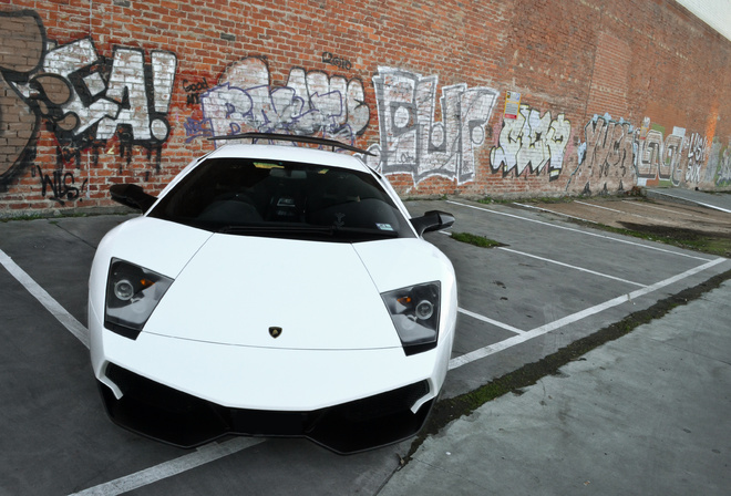, graffiti, lp670-4 sv, white, wall, murcielago, Lamborghini