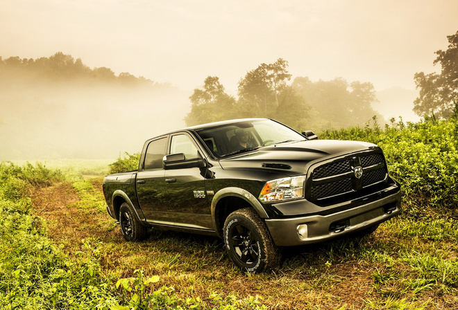 black, saw, road, ram, hemi, 2013, 4x4, 5.7-liter, truck, way, hemi, vegetation, Dodge, 1500, fog